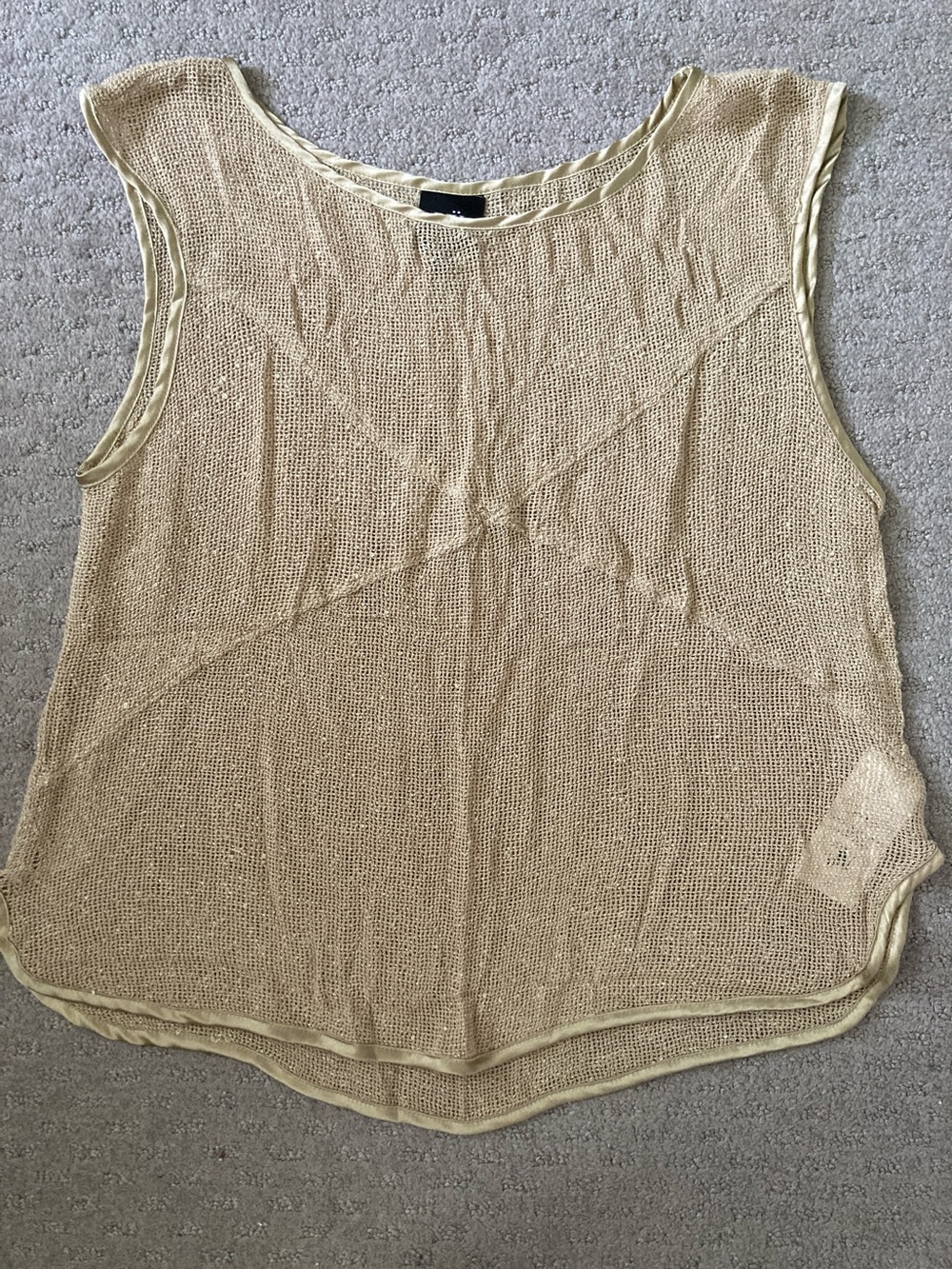 NÜ Denmark tan-gold loose knit top, Medium.